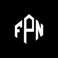 création de logo de lettre fpn avec forme de polygone. création de logo en forme de polygone et de cube fpn. modèle de logo vectoriel hexagone fpn couleurs blanches et noires. monogramme fpn, logo d'entreprise et immobilier.