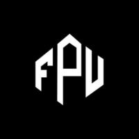 création de logo de lettre fpu avec forme de polygone. création de logo en forme de polygone et de cube fpu. modèle de logo vectoriel hexagone fpu couleurs blanches et noires. monogramme fpu, logo d'entreprise et immobilier.