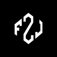 création de logo de lettre fzj avec forme de polygone. création de logo en forme de polygone et de cube fzj. modèle de logo vectoriel hexagone fzj couleurs blanches et noires. monogramme fzj, logo d'entreprise et immobilier.