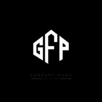 création de logo de lettre gfp avec forme de polygone. création de logo en forme de polygone et de cube gfp. modèle de logo vectoriel hexagone gfp couleurs blanches et noires. monogramme gfp, logo d'entreprise et immobilier.
