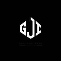 création de logo de lettre gji avec forme de polygone. création de logo en forme de polygone et de cube gji. modèle de logo vectoriel gji hexagone couleurs blanches et noires. monogramme gji, logo d'entreprise et immobilier.