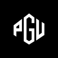 création de logo de lettre pgu avec forme de polygone. création de logo en forme de polygone et de cube pgu. modèle de logo vectoriel pgu hexagone couleurs blanches et noires. monogramme pgu, logo commercial et immobilier.