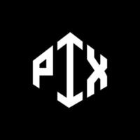 création de logo de lettre pix avec forme de polygone. création de logo en forme de polygone et de cube pix. modèle de logo vectoriel pix hexagone couleurs blanches et noires. monogramme pix, logo d'entreprise et immobilier.