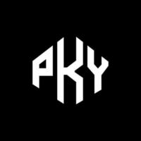 création de logo de lettre pky avec forme de polygone. création de logo en forme de polygone et de cube pky. modèle de logo vectoriel pky hexagone couleurs blanches et noires. monogramme pky, logo d'entreprise et immobilier.