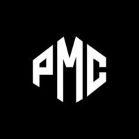 création de logo de lettre pmc avec forme de polygone. création de logo en forme de polygone et de cube pmc. modèle de logo vectoriel pmc hexagone couleurs blanches et noires. monogramme pmc, logo commercial et immobilier.