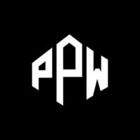 création de logo de lettre ppw avec forme de polygone. création de logo en forme de polygone et de cube ppw. modèle de logo vectoriel ppw hexagone couleurs blanches et noires. monogramme ppw, logo d'entreprise et immobilier.