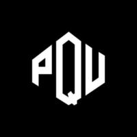 création de logo de lettre pqu avec forme de polygone. création de logo en forme de polygone et de cube pqu. modèle de logo vectoriel pqu hexagone couleurs blanches et noires. monogramme pqu, logo d'entreprise et immobilier.