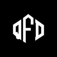 création de logo de lettre qfd avec forme de polygone. création de logo en forme de polygone et de cube qfd. modèle de logo vectoriel qfd hexagone couleurs blanches et noires. monogramme qfd, logo d'entreprise et immobilier.