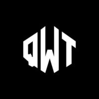 création de logo de lettre qwt avec forme de polygone. création de logo en forme de polygone et de cube qwt. modèle de logo vectoriel qwt hexagone couleurs blanches et noires. monogramme qwt, logo d'entreprise et immobilier.