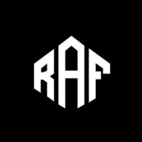 création de logo de lettre raf avec forme de polygone. création de logo en forme de polygone et de cube raf. modèle de logo vectoriel raf hexagone couleurs blanches et noires. monogramme raf, logo d'entreprise et immobilier.