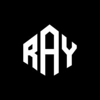 création de logo de lettre de rayon avec forme de polygone. conception de logo en forme de polygone de rayon et de cube. modèle de logo vectoriel ray hexagone couleurs blanches et noires. monogramme de rayon, logo d'entreprise et immobilier.