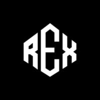 création de logo de lettre rex avec forme de polygone. création de logo en forme de polygone et de cube rex. modèle de logo vectoriel rex hexagone couleurs blanches et noires. monogramme rex, logo d'entreprise et immobilier.