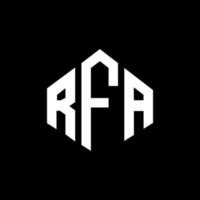 création de logo de lettre rfa avec forme de polygone. création de logo en forme de polygone et de cube rfa. modèle de logo vectoriel hexagone rfa couleurs blanches et noires. monogramme rfa, logo d'entreprise et immobilier.