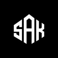 création de logo de lettre sak avec forme de polygone. création de logo en forme de polygone et de cube sak. modèle de logo vectoriel sak hexagone couleurs blanches et noires. monogramme sak, logo d'entreprise et immobilier.