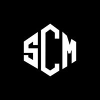 création de logo de lettre scm avec forme de polygone. création de logo en forme de polygone et de cube scm. modèle de logo vectoriel hexagone scm couleurs blanches et noires. monogramme scm, logo d'entreprise et immobilier.