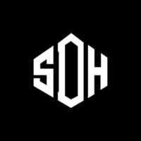 création de logo de lettre sdh avec forme de polygone. création de logo en forme de polygone et de cube sdh. modèle de logo vectoriel hexagone sdh couleurs blanches et noires. monogramme sdh, logo commercial et immobilier.