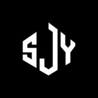 création de logo de lettre sjy avec forme de polygone. création de logo en forme de polygone et de cube sjy. modèle de logo vectoriel hexagone sjy couleurs blanches et noires. monogramme sjy, logo d'entreprise et immobilier.