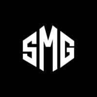 création de logo de lettre smg avec forme de polygone. création de logo en forme de polygone et de cube smg. modèle de logo vectoriel hexagone smg couleurs blanches et noires. monogramme smg, logo d'entreprise et immobilier.