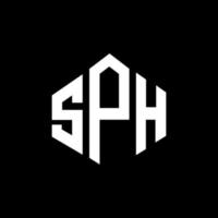 création de logo de lettre sph avec forme de polygone. création de logo en forme de polygone et de cube sph. modèle de logo vectoriel hexagone sph couleurs blanches et noires. monogramme sph, logo d'entreprise et immobilier.