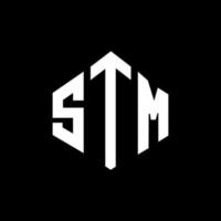 création de logo de lettre stm avec forme de polygone. création de logo en forme de polygone et de cube stm. modèle de logo vectoriel stm hexagone couleurs blanches et noires. monogramme stm, logo commercial et immobilier.