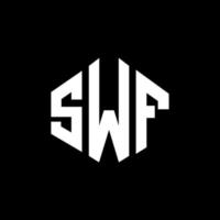création de logo de lettre swf avec forme de polygone. création de logo en forme de polygone et de cube swf. modèle de logo vectoriel swf hexagone couleurs blanches et noires. monogramme swf, logo d'entreprise et immobilier.