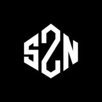 création de logo de lettre szn avec forme de polygone. création de logo en forme de polygone et de cube szn. modèle de logo vectoriel hexagone szn couleurs blanches et noires. monogramme szn, logo d'entreprise et immobilier.