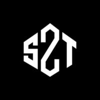création de logo de lettre szt avec forme de polygone. création de logo en forme de polygone et de cube szt. modèle de logo vectoriel hexagone szt couleurs blanches et noires. monogramme szt, logo d'entreprise et immobilier.