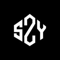 création de logo de lettre szy avec forme de polygone. création de logo en forme de polygone et de cube szy. modèle de logo vectoriel hexagone szy couleurs blanches et noires. monogramme szy, logo d'entreprise et immobilier.