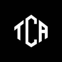 création de logo de lettre tca avec forme de polygone. création de logo en forme de polygone et de cube tca. modèle de logo vectoriel hexagone tca couleurs blanches et noires. monogramme tca, logo d'entreprise et immobilier.