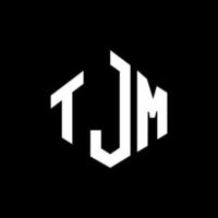 création de logo de lettre tjm avec forme de polygone. création de logo en forme de polygone et de cube tjm. modèle de logo vectoriel tjm hexagone couleurs blanches et noires. monogramme tjm, logo d'entreprise et immobilier.