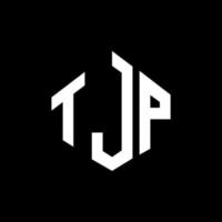 création de logo de lettre tjp avec forme de polygone. création de logo en forme de polygone et de cube tjp. modèle de logo vectoriel hexagone tjp couleurs blanches et noires. monogramme tjp, logo d'entreprise et immobilier.