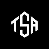 création de logo de lettre tsa avec forme de polygone. création de logo en forme de polygone et de cube tsa. modèle de logo vectoriel tsa hexagone couleurs blanches et noires. monogramme tsa, logo d'entreprise et immobilier.