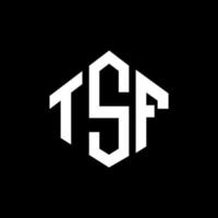 création de logo de lettre tsf avec forme de polygone. création de logo en forme de polygone et de cube tsf. modèle de logo vectoriel hexagone tsf couleurs blanches et noires. monogramme tsf, logo d'entreprise et immobilier.