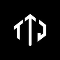 création de logo de lettre ttj avec forme de polygone. création de logo en forme de polygone et de cube ttj. modèle de logo vectoriel ttj hexagone couleurs blanches et noires. monogramme ttj, logo d'entreprise et immobilier.
