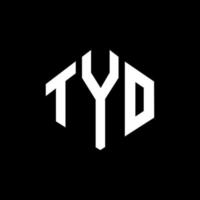 création de logo de lettre tyo avec forme de polygone. création de logo en forme de polygone et de cube tyo. modèle de logo vectoriel tyo hexagone couleurs blanches et noires. monogramme tyo, logo d'entreprise et immobilier.