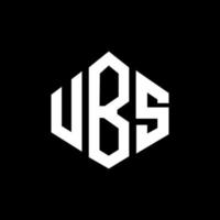 création de logo de lettre ubs avec forme de polygone. création de logo en forme de polygone et de cube ubs. modèle de logo vectoriel ubs hexagone couleurs blanches et noires. monogramme ubs, logo d'entreprise et immobilier.