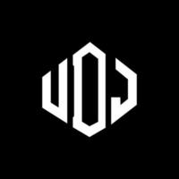 création de logo de lettre udj avec forme de polygone. création de logo en forme de polygone et de cube udj. modèle de logo vectoriel udj hexagone couleurs blanches et noires. monogramme udj, logo d'entreprise et immobilier.