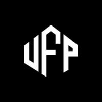 création de logo de lettre ufp avec forme de polygone. création de logo en forme de polygone et de cube ufp. modèle de logo vectoriel ufp hexagone couleurs blanches et noires. monogramme ufp, logo commercial et immobilier.