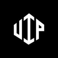 création de logo de lettre uip avec forme de polygone. création de logo en forme de polygone et de cube uip. modèle de logo vectoriel uip hexagone couleurs blanches et noires. monogramme uip, logo d'entreprise et immobilier.