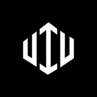 création de logo de lettre uiu avec forme de polygone. création de logo en forme de polygone et de cube uiu. modèle de logo vectoriel uiu hexagone couleurs blanches et noires. monogramme uiu, logo d'entreprise et immobilier.