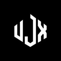 création de logo de lettre ujx avec forme de polygone. création de logo en forme de polygone et de cube ujx. modèle de logo vectoriel hexagone ujx couleurs blanches et noires. monogramme ujx, logo d'entreprise et immobilier.
