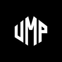 création de logo de lettre ump avec forme de polygone. création de logo en forme de polygone et de cube. modèle de logo vectoriel ump hexagone couleurs blanches et noires. monogramme ump, logo d'entreprise et immobilier.