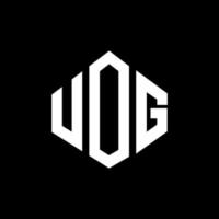 création de logo de lettre uog avec forme de polygone. création de logo en forme de polygone et de cube uog. modèle de logo vectoriel uog hexagone couleurs blanches et noires. monogramme uog, logo d'entreprise et immobilier.