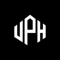 création de logo de lettre uph avec forme de polygone. création de logo en forme de polygone et de cube uph. modèle de logo vectoriel uph hexagone couleurs blanches et noires. uph monogramme, logo d'entreprise et immobilier.
