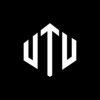 création de logo de lettre utu avec forme de polygone. création de logo en forme de polygone et de cube utu. modèle de logo vectoriel utu hexagone couleurs blanches et noires. monogramme utu, logo d'entreprise et immobilier.