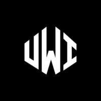 création de logo de lettre uwi avec forme de polygone. création de logo en forme de polygone et de cube uwi. modèle de logo vectoriel uwi hexagone couleurs blanches et noires. monogramme uwi, logo d'entreprise et immobilier.