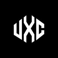 création de logo de lettre uxc avec forme de polygone. création de logo en forme de polygone et de cube uxc. modèle de logo vectoriel hexagone uxc couleurs blanches et noires. monogramme uxc, logo commercial et immobilier.