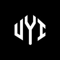 création de logo de lettre uyi avec forme de polygone. création de logo en forme de polygone et de cube uyi. modèle de logo vectoriel uyi hexagone couleurs blanches et noires. monogramme uyi, logo d'entreprise et immobilier.