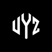 création de logo de lettre uyz avec forme de polygone. création de logo en forme de polygone et de cube uyz. modèle de logo vectoriel uyz hexagone couleurs blanches et noires. monogramme uyz, logo d'entreprise et immobilier.