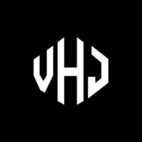 création de logo de lettre vhj avec forme de polygone. création de logo en forme de polygone et de cube vhj. modèle de logo vectoriel vhj hexagone couleurs blanches et noires. monogramme vhj, logo d'entreprise et immobilier.